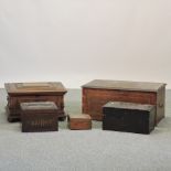 A collection of five music box cases,