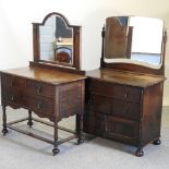 Two 1920's oak dressing chests,