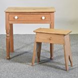 A pine side table, containing a single drawer, on turned legs, 66cm,