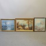 English School, 20th century, winter landscape, oil on canvas, 49 x 58cm,