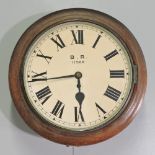 A 19th century oak cased dial clock, the dial inscribed 'BR' for British Railway,