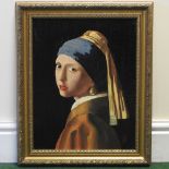 David Tassell, 20th century, after Vermeer, girl with a pearl earring, oil on board,