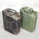 Two metal jerry cans