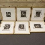 A collection of six gilt framed engravings,