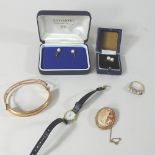 A 9 carat gold opal dress ring, together with a Rotary wristwatch, a cameo brooch,