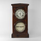 A rare 19th century American twin dial shelf clock, with painted dial and calendar dial below,