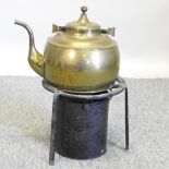 A cast iron burner and kettle,