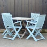 A wooden hexagonal garden table, 93 x 93cm,