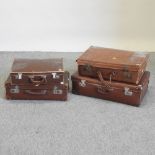 A vintage leather suitcase, 54cm,