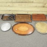A Regency mahogany and inlaid oval tray,