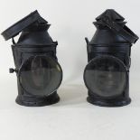 A pair of vintage style railway signal lamps