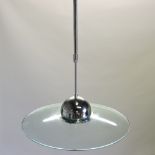 A modern chrome and glass ceiling light,