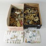 Two boxes of costume jewellery brooches