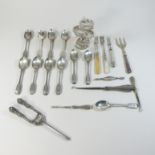A set of six Victorian silver fiddle pattern dessert spoons, London 1866,