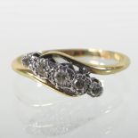 An 18 carat gold five stone diamond ring,