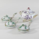 A set of three Herend porcelain Chinese bouquet pattern patty pans, factory marks to the underside,