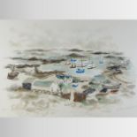 Urbain Huchet *ARR, (b 1930), Le Petit Port, limited edition lithograph, signed and numbered 86/200,