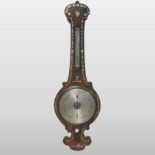 A 19th century rosewood and mother of pearl cased wheel barometer, the silvered dial signed J.