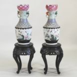 A pair of late 19th century Chinese Canton porcelain vases,