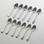 A matched set of six George III silver teaspoons,