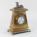 A 19th century brass cased Egyptian revival mantel clock,