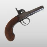 A 19th century percussion pocket pistol, the circular screw off barrel,
