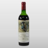 A bottle of 1973 Chateau Mouton Rothschild, premier cru wine,