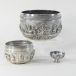 An early 20th century unmarked Indian white metal bowl, of circular shape,