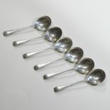 A set of six early 20th century silver soup spoons, London 1937,