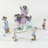 A Meissen porcelain figure group, 'Welsh Tailor Riding a Goat' 20cm high,