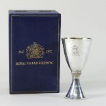 A Queen Elizabeth II Royal Silver Wedding commemorative silver goblet, numbered 902,