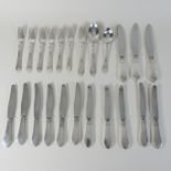 A Georg Jensen silver Antik pattern part canteen of cutlery, comprising seven forks,