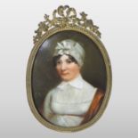 English School, (19th century), portrait miniature of a young lady, oil on porcelain,