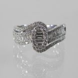 An 18 carat white gold diamond ring,