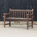 A hardwood garden bench,