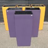 A set of three purple garden pots, each 75cm high,