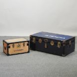 A mid 20th century travel trunk, 92cm,