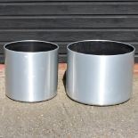 A brushed aluminium garden pot, 50cm diameter,