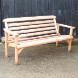 A hardwood garden bench,