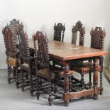 An early 20th century oak refectory dining table, 213 x 80cm,