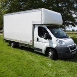 A white 2011 Citroen Relay Luton van, lwb, with tail lift, showing 141,000 miles,