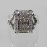 An 18 carat white gold rectangular set diamond ring, approx 1.