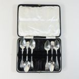 A harlequin set of six 19th century silver fiddle pattern teaspoons,