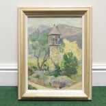 Cecil Wright, landscape with dove cote, signed and dated '23, oil on board,