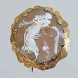 A cameo brooch, depicting a young lady, within a gilt metal mount,