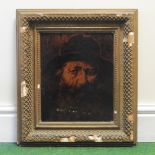 Continental School, 19th century, a study of a head of a bearded man, indistinctly signed,