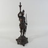 A Victorian bronze figural desk lamp,