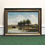 C R Brown, The River Yare, signed, oil on canvas, 32 x 47cm,