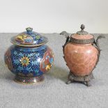 A Chinese cloisonne vase and cover, 42cm,