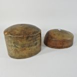A milliner's wooden hat block, 14cm high,